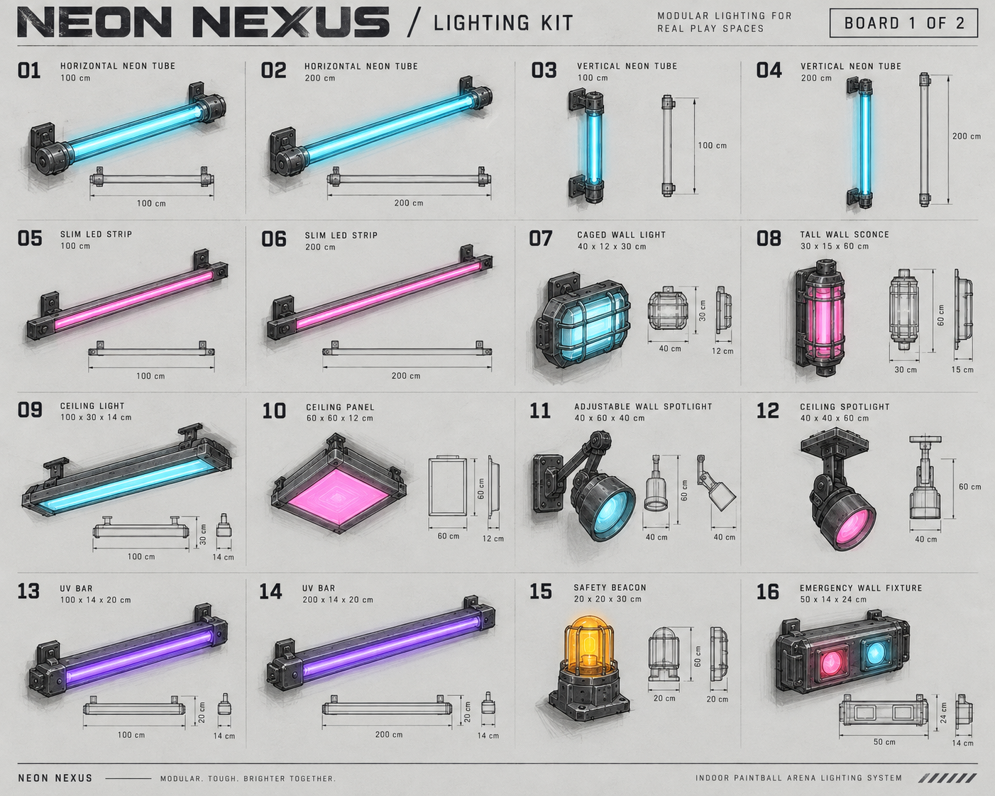 Neon Nexus · Beleuchtung · Konzeptskizze