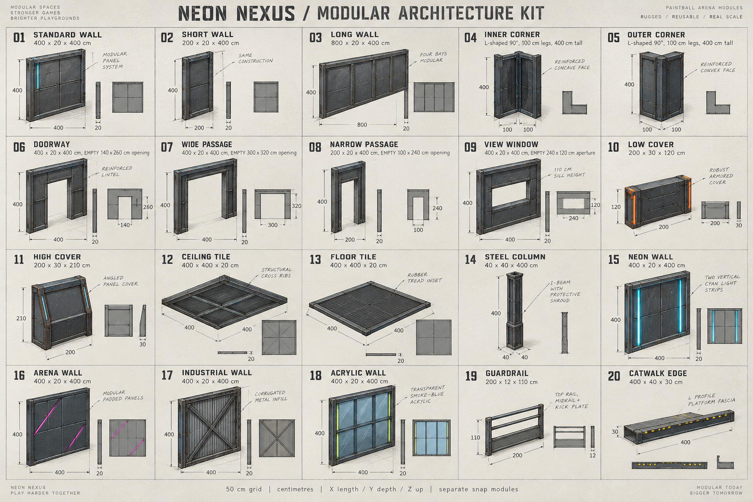 Neon Nexus · Architektur · Konzeptskizze